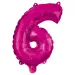 Zahlreiche Folienballons in Pink – Zahl 6, 96 cm