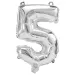 Zahlreiche Folienballons in Silber – Zahl 5, 32 cm